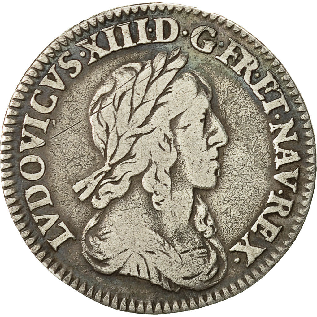Monnaie, France, Louis XIII, 1/12 Écu, 2e poinçon de Warin, buste drapé et