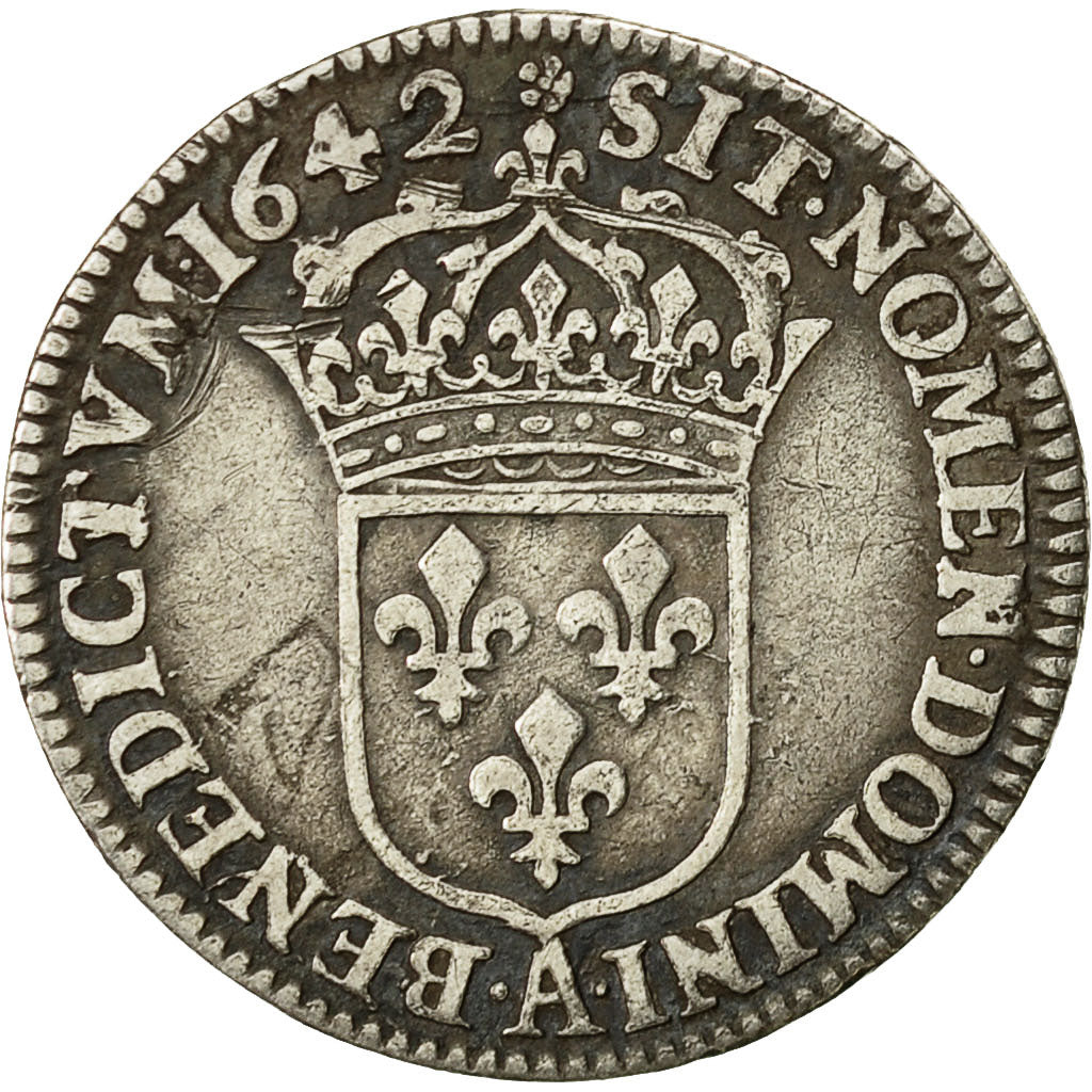 Monnaie, France, Louis XIII, 1/12 Écu, 2e poinçon de Warin, buste drapé et