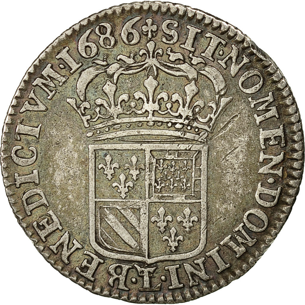 Coin, France, Louis XIV, 1/16 Écu de Flandre, 1/16 Ecu, 1686, Lille, VF(30-35)