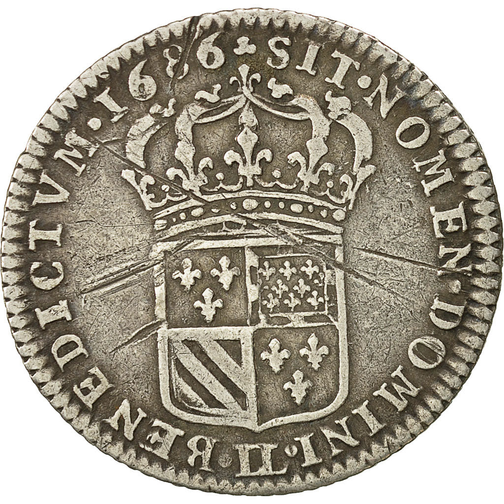 Coin, France, Louis XIV, 1/8 Écu de Flandre, 1/8 Ecu, 1686, Lille, VF(20-25)