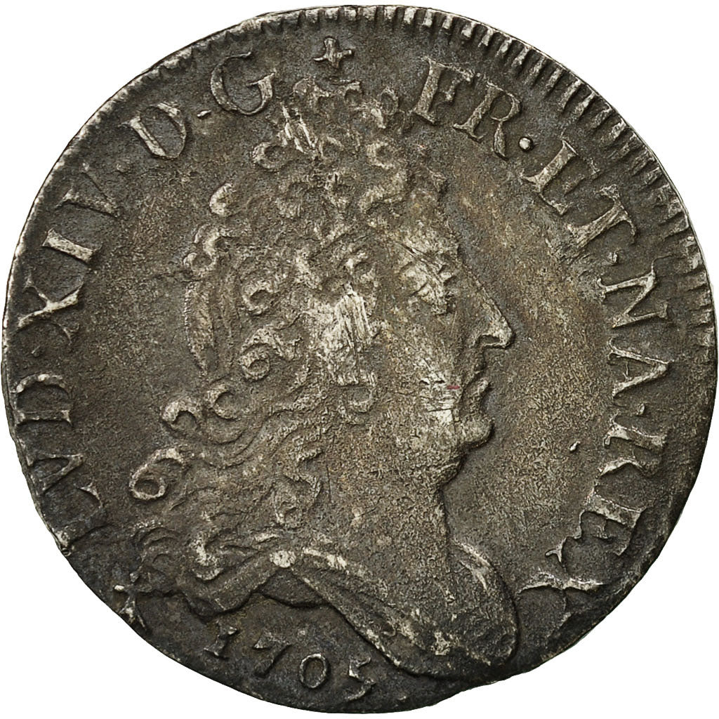 Coin, France, Louis XIV, 10 Sols aux couronnes de Metz, 10 Sols-1/8 Ecu, 1705