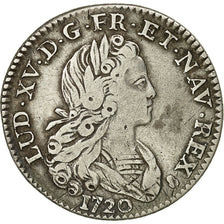 Monnaie, France, Louis XV, Petit Louis d'argent (3 livres),1720,Reims,Gadoury305
