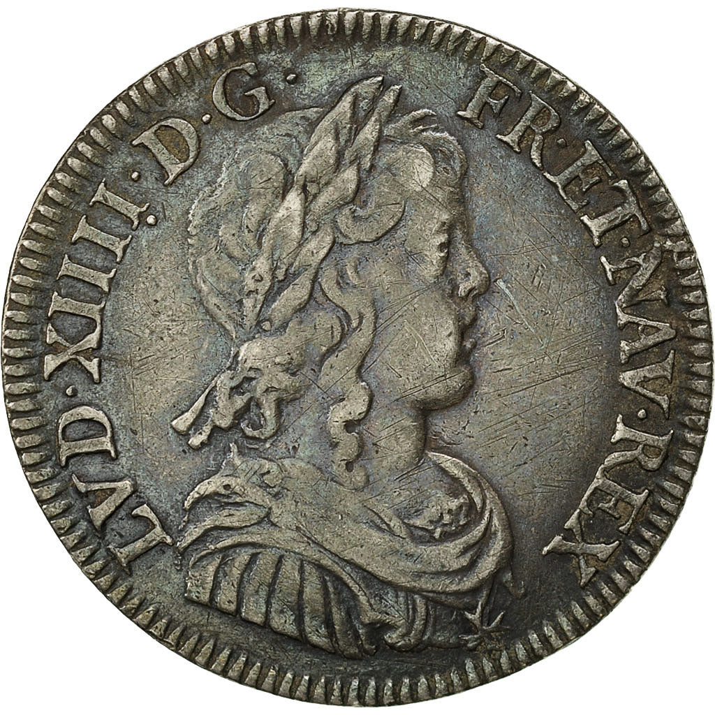 Coin, France, Louis XIV, 1/4 Écu à la mèche longue, 1/4 Ecu, 1648, Paris