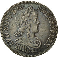 Moneda, Francia, Louis XIV, 1/4 Écu à la mèche longue, 1/4 Ecu, 1648, Paris