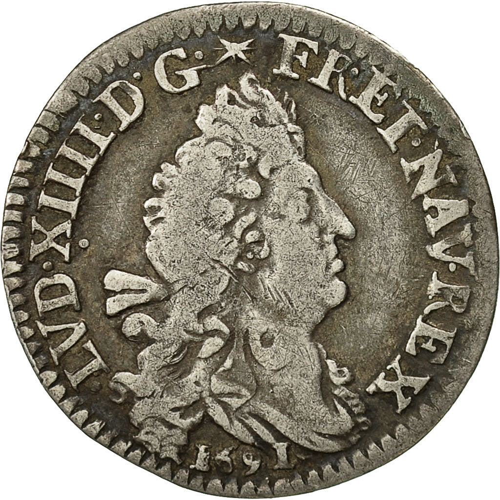 Münze, Frankreich, Louis XIV, 4 Sols aux 2 L, 4 Sols, 1691, Lille, S+, Silber