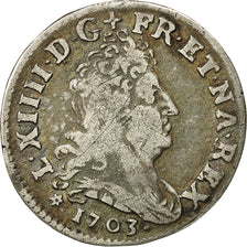 Coin, France, Louis XIV, 5 Sols aux insignes, 1703,Strasbourg, KM 337.4