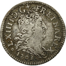 Munten, Frankrijk, Louis XIV, 5 Sols aux insignes, 5 Sols, 1/16 ECU, 1703