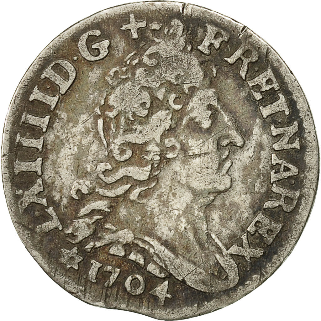 Coin, France, Louis XIV, 5 Sols aux insignes, 1704, Strasbourg, KM 337.4