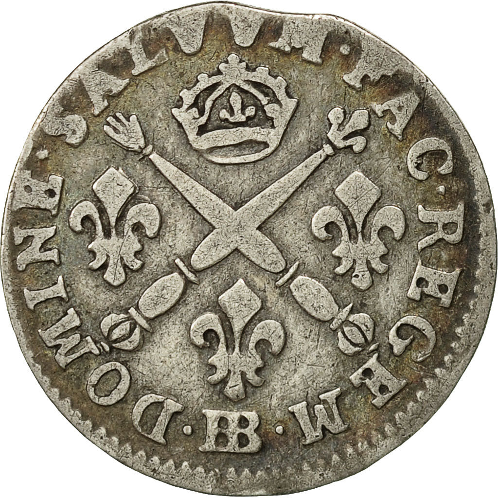 Coin, France, Louis XIV, 5 Sols aux insignes, 1704, Strasbourg, KM 337.4
