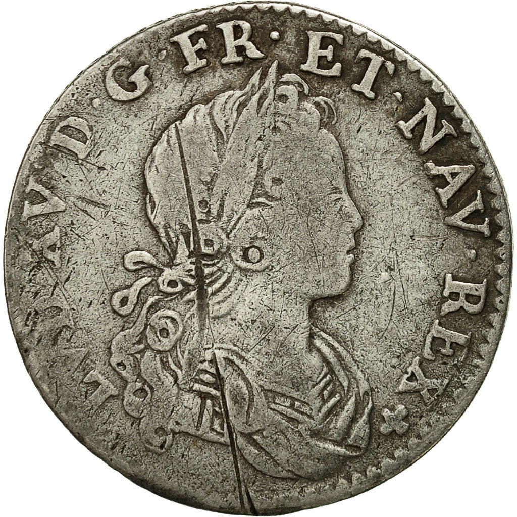 Moneta, Francia,Louis XV,1/6 Écu (XX – S) de France-Navarre,1719, Paris,KM 440.1