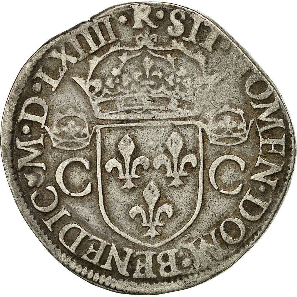 Moneda, Francia, Charles IX, Charles IX, Teston, 1564, Toulouse, BC+, Plata