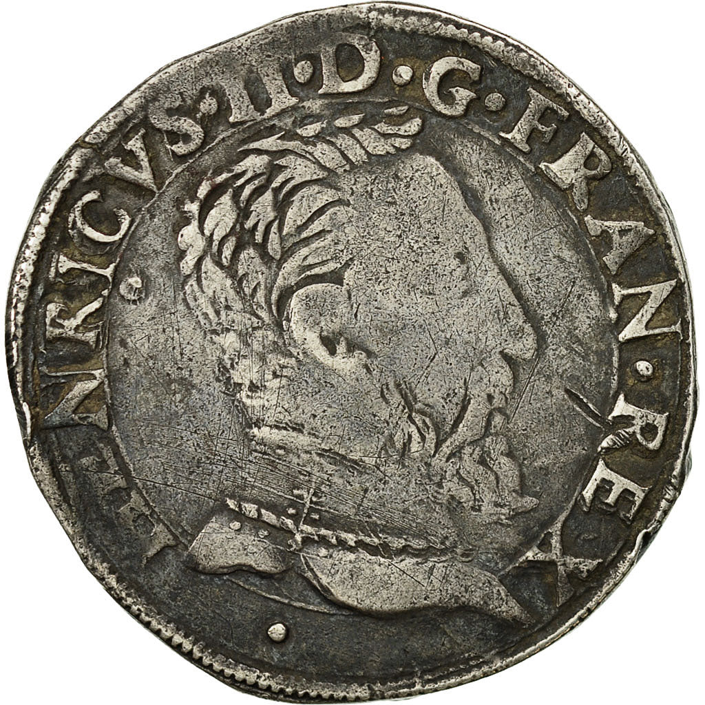 Monnaie, France, Henri II, Henri II, Teston, 1553, Toulouse, TB, Argent