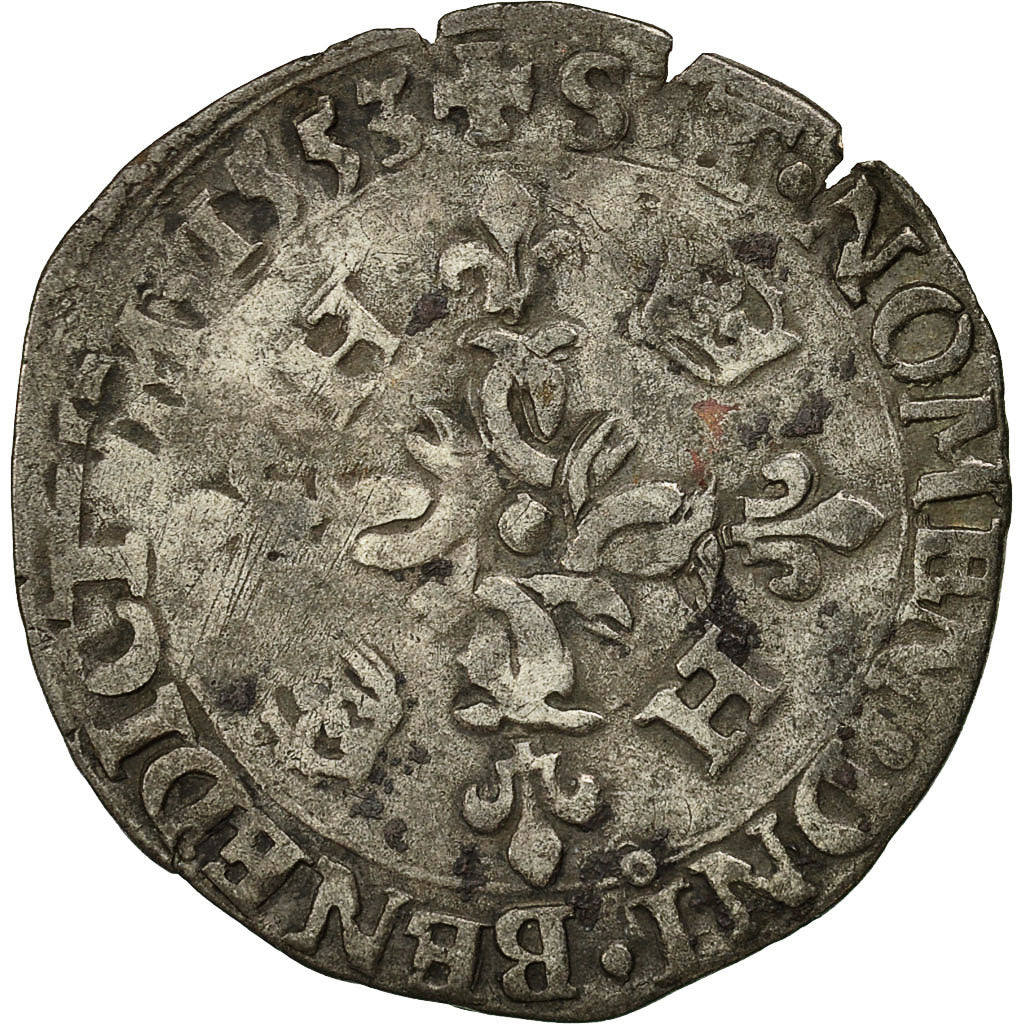 Münze, Frankreich, Henri II, Henri II, Douzain aux croissants, 1553, Rennes