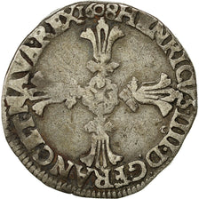 Monnaie, France, Henri IV, 1/4 Ecu, 1608, Rennes, TB+, Argent, Sombart:4686