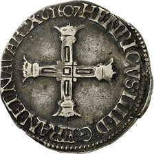 Moneta, Francia, Henri IV, Henri IV, 1/4 Ecu, 1607, Saint Lô, BB, Argento