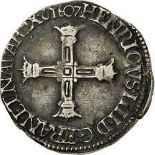 Coin, France, Henri IV, Henri IV, 1/4 Ecu, 1607, Saint Lô, EF(40-45), Silver