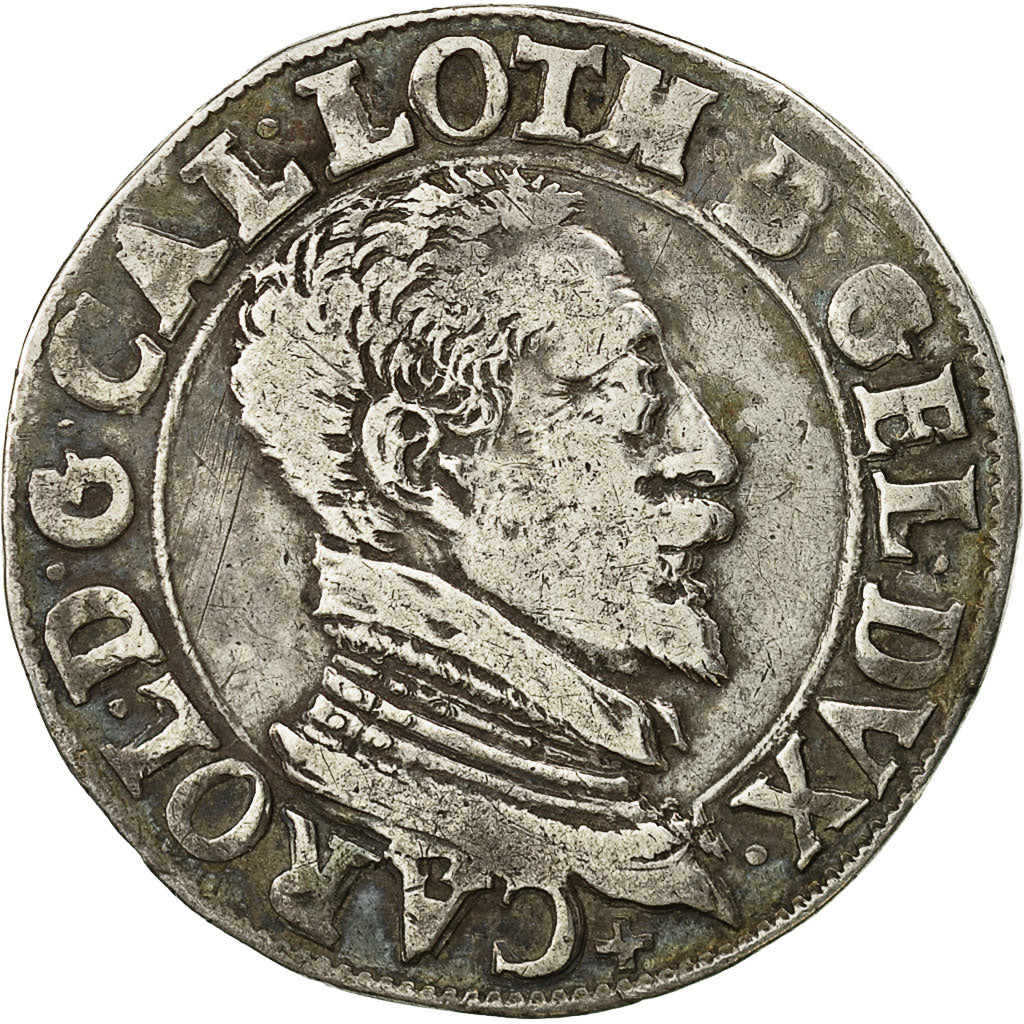 Coin, France, LORRAINE, Charles III, Teston, Teston, Nancy, EF(40-45), Silver