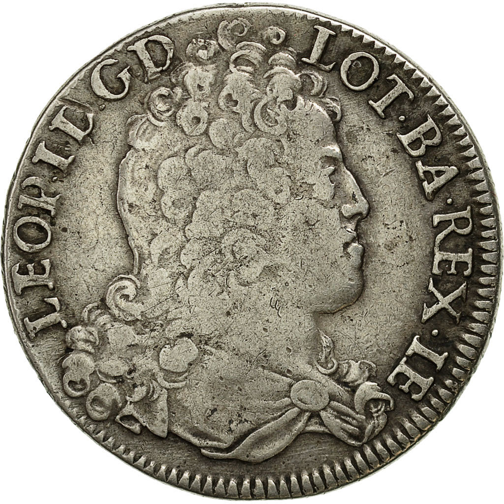 Coin, France, LORRAINE, Leopold I, Teston, 1712, Nancy, VF(30-35), Boudeau 1576