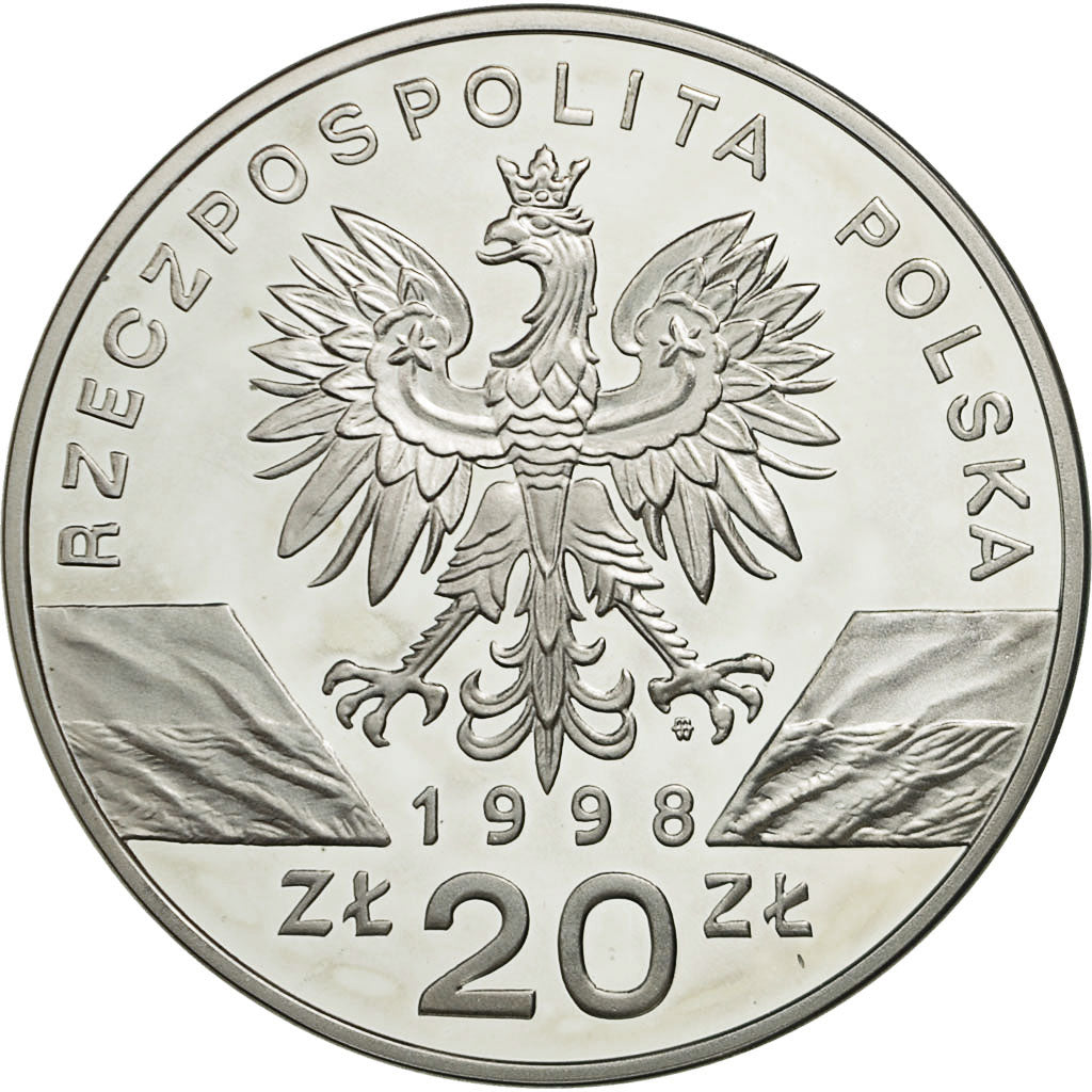 Coin, Poland, 20 Zlotych, 1998, MS(65-70), Silver, KM:343