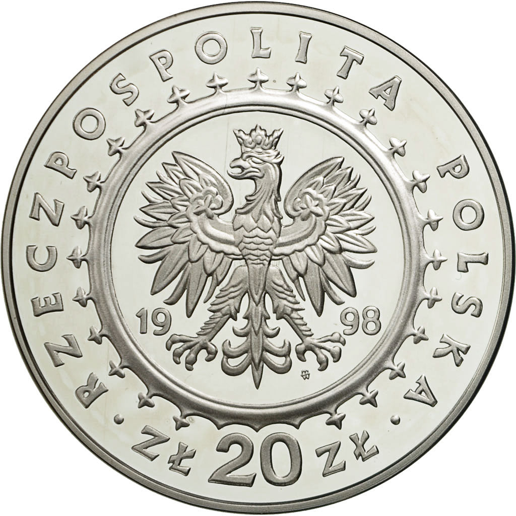 Coin, Poland, 20 Zlotych, 1998, MS(65-70), Silver, KM:348