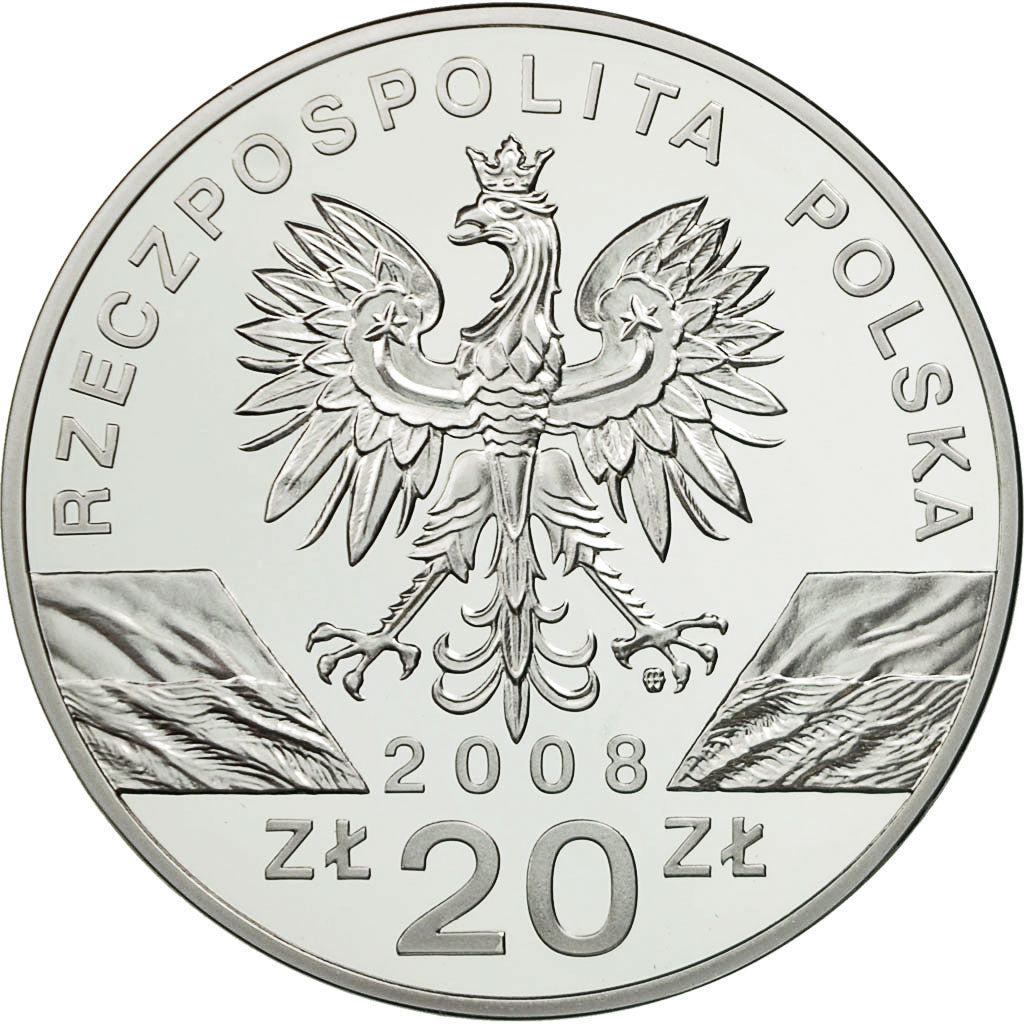 Coin, Poland, 20 Zlotych, 2008, Warsaw, MS(65-70), Silver, KM:637