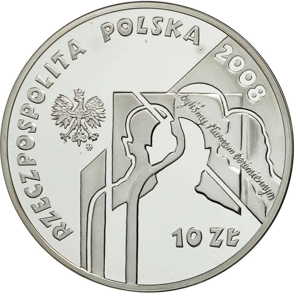 Coin, Poland, 10 Zlotych, 2008, Warsaw, MS(65-70), Silver, KM:639