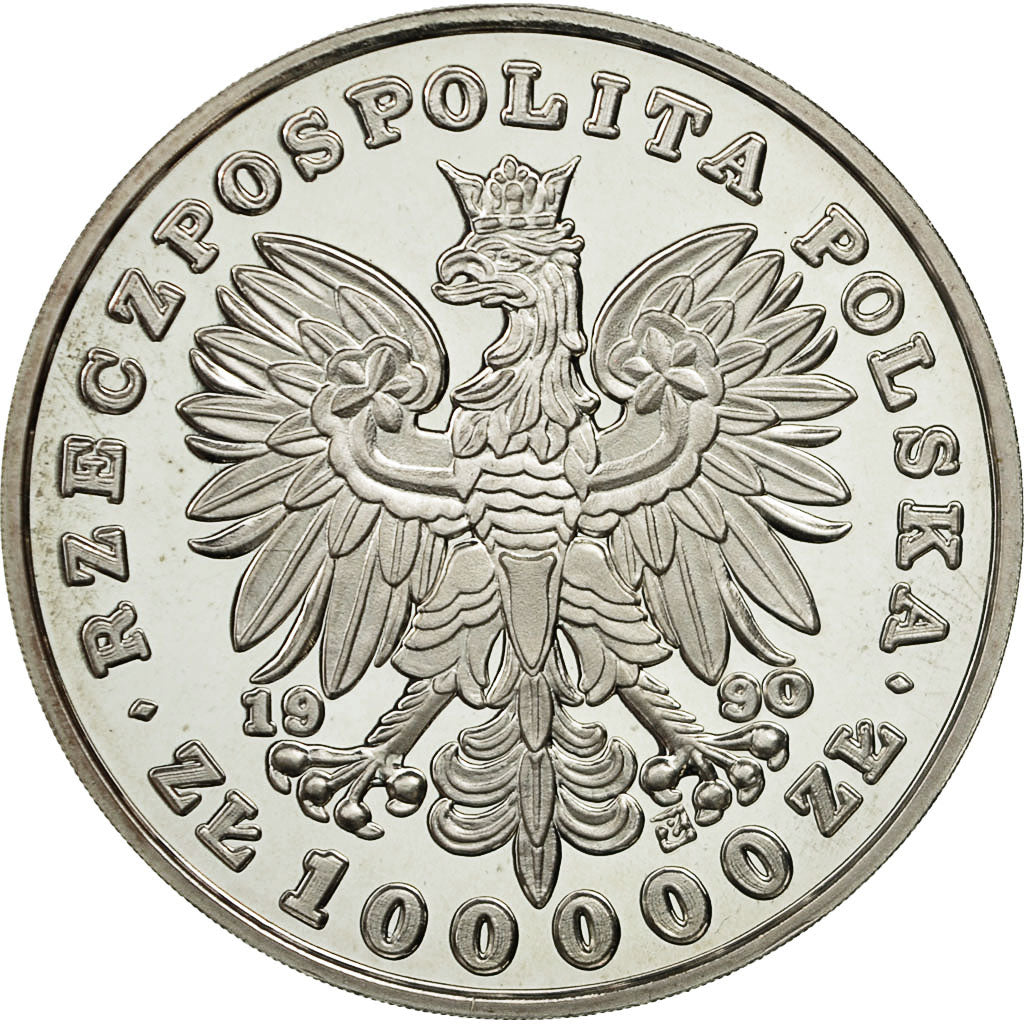 Coin, Poland, 100000 Zlotych, 1990, MS(63), Silver, KM:201