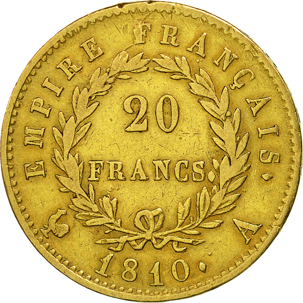Coin, France, Napoléon I, 20 Francs, 1810, Paris, EF(40-45), Gold, KM:695.1