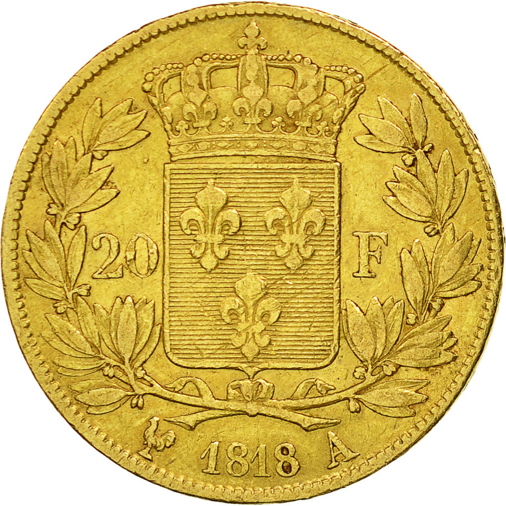 Coin, France, Louis XVIII, Louis XVIII, 20 Francs, 1818, Paris, VF(30-35), Gold