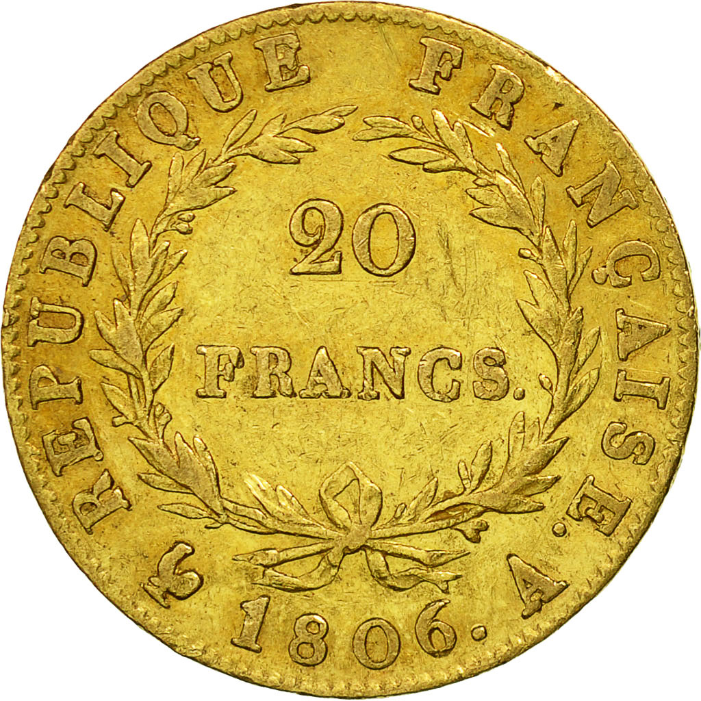 Coin, France, Napoléon I, 20 Francs, 1806, Paris, VF(30-35), Gold, KM:674.1