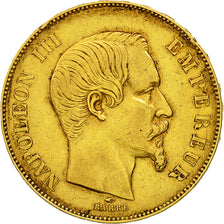 Moneda, Francia, Napoleon III, Napoléon III, 50 Francs, 1855, Paris, BC+, Oro