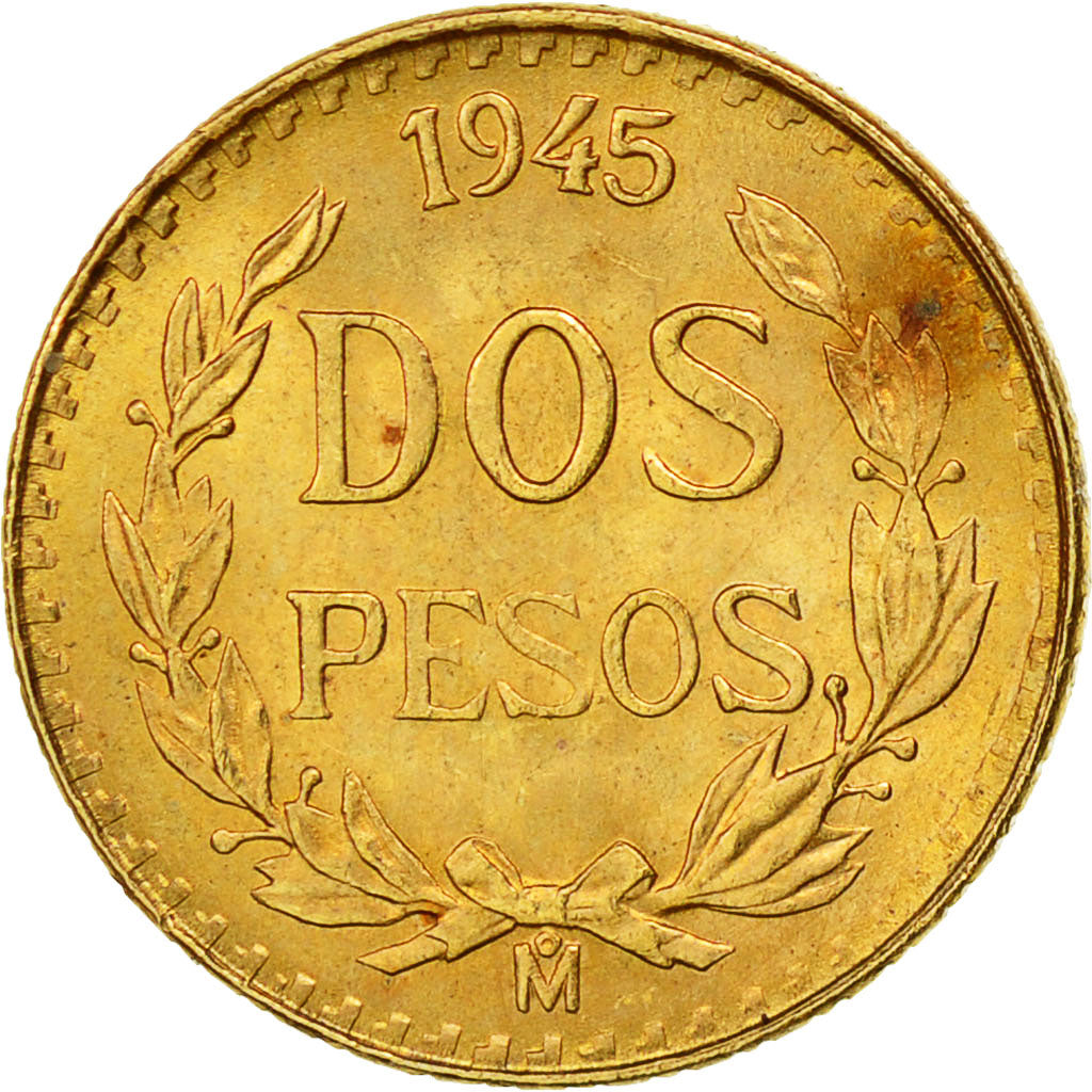 Monnaie, Mexique, 2 Pesos, 1945, Mexico City, SUP, Or, KM:461