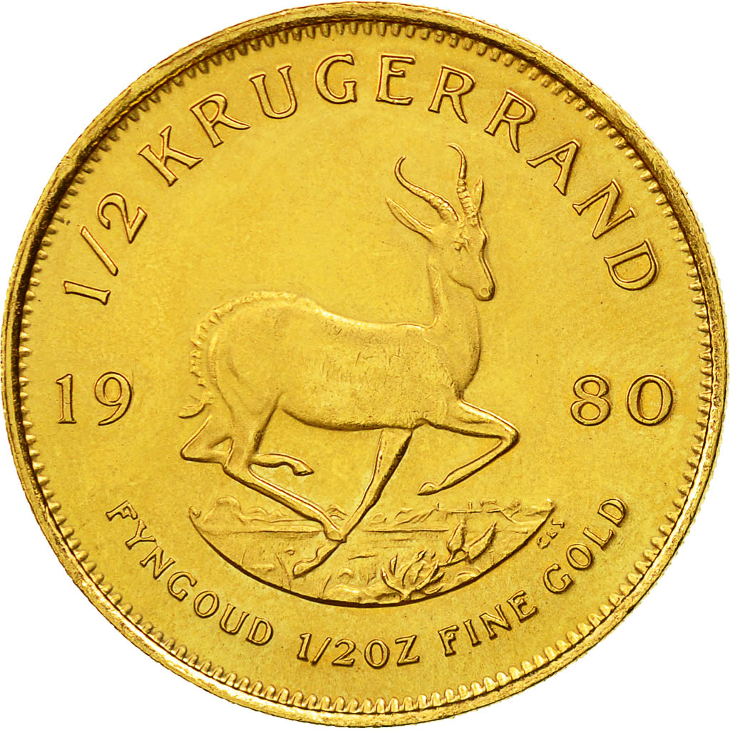 Coin, South Africa, 1/2 Krugerrand, 1980, MS(60-62), Gold, KM:107