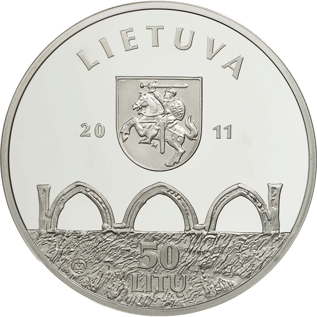 Moneta, Lituania, VILNIAUS AUKSTUTINE PILIS, 50 Litu, 2011, FDC, Argento