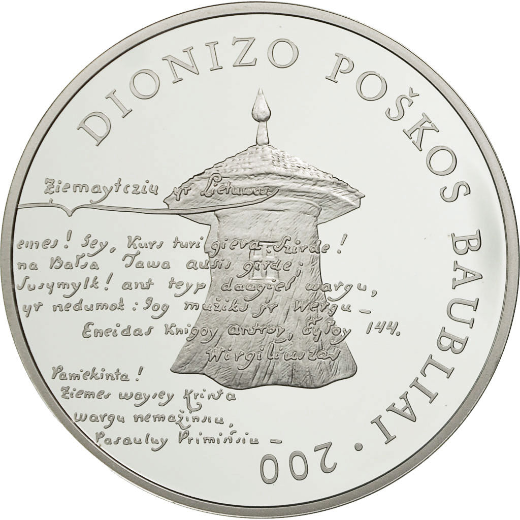 Coin, Lithuania, DIONIZO POSKOS BAUBLIAI, 50 Litu, 2012, MS(65-70), Silver