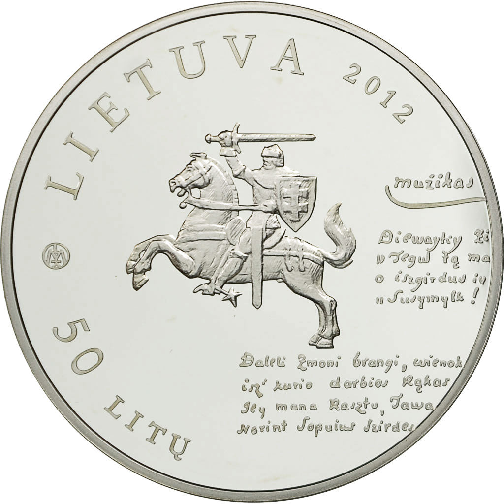 Coin, Lithuania, DIONIZO POSKOS BAUBLIAI, 50 Litu, 2012, MS(65-70), Silver