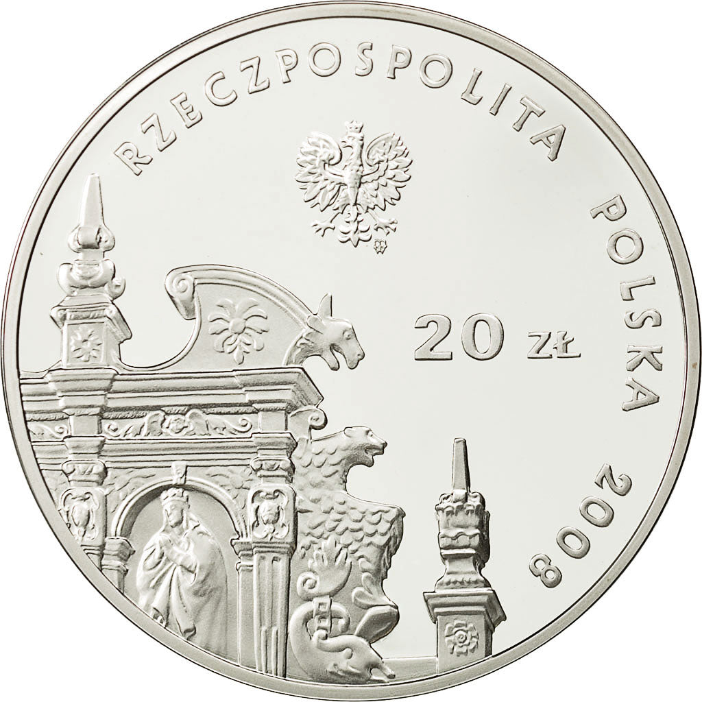 Coin, Poland, 20 Zlotych, 2008, Warsaw, MS(65-70), Silver, KM:642