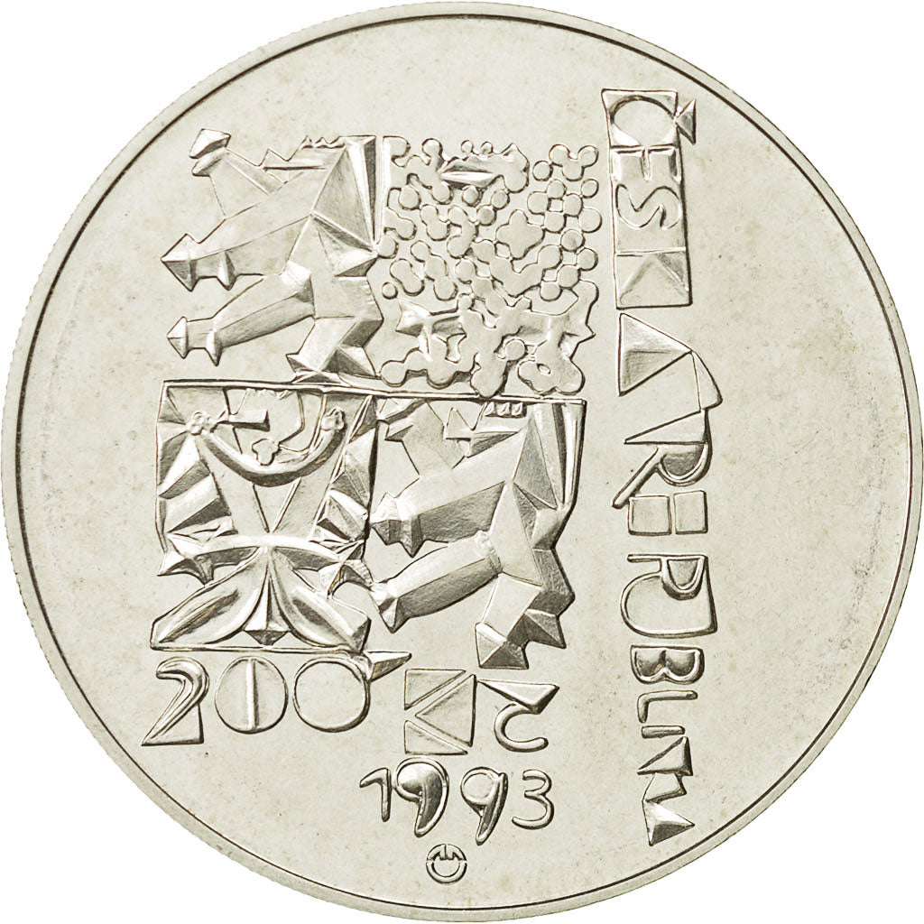 Coin, Czech Republic, 200 Korun, 1993, Vienna, MS(60-62), Silver, KM:10