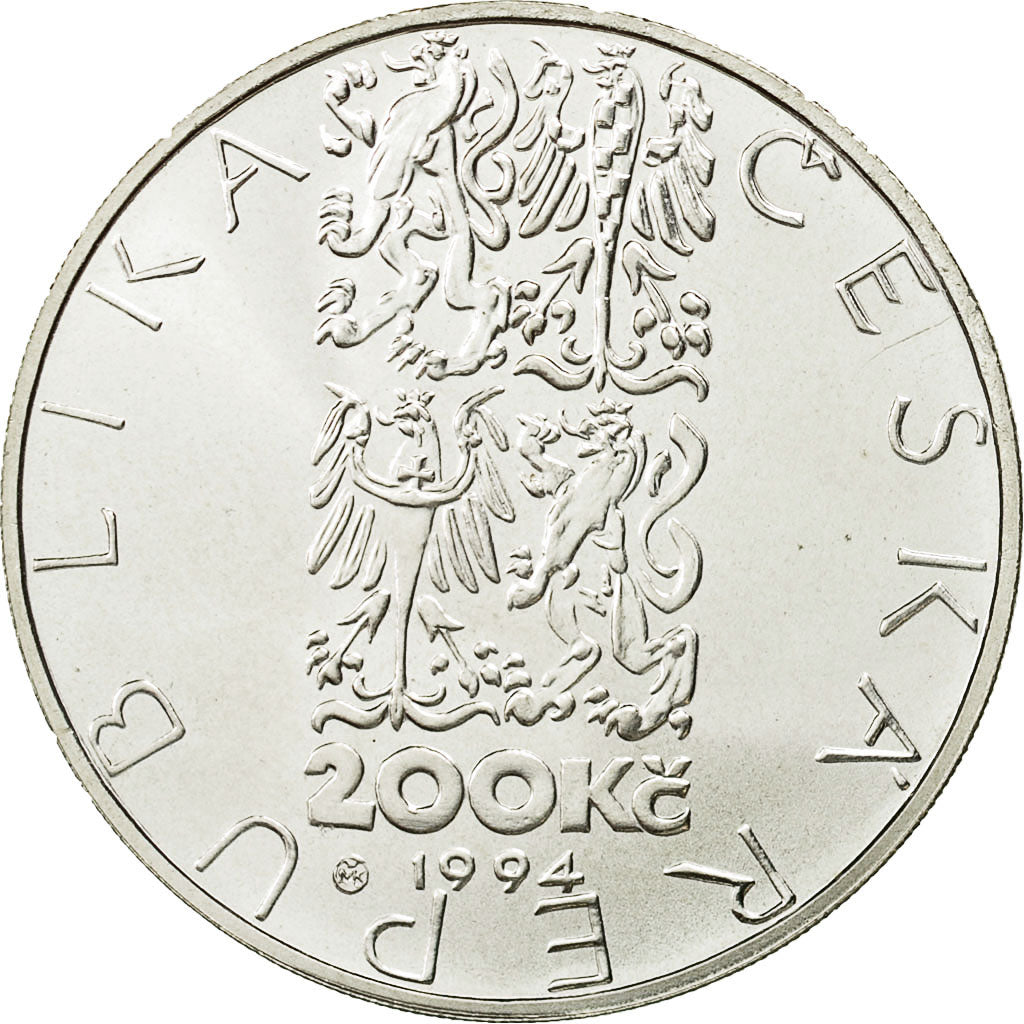 Coin, Czech Republic, 200 Korun, 1994, Kremnica, MS(60-62), Silver, KM:13