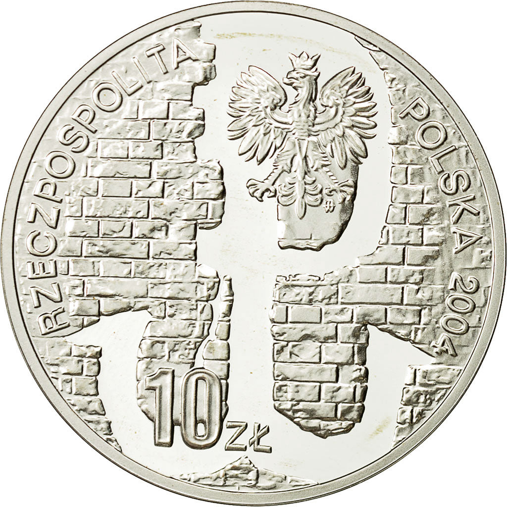 Coin, Poland, 10 Zlotych, 2004, Warsaw, MS(63), Silver, KM:497