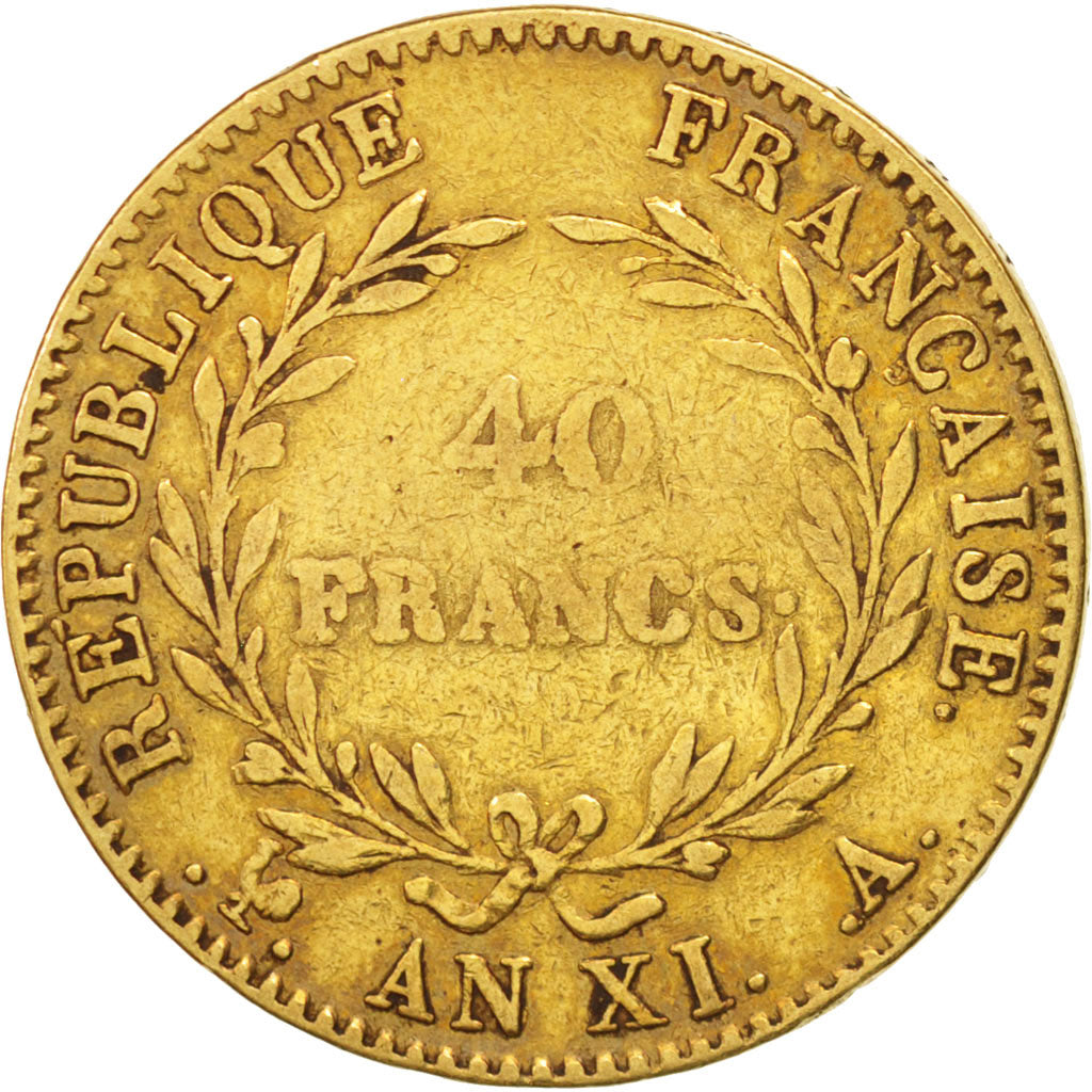 France, Napoleon I, 40 Francs, An XI, 1803, Paris, Or, KM:652