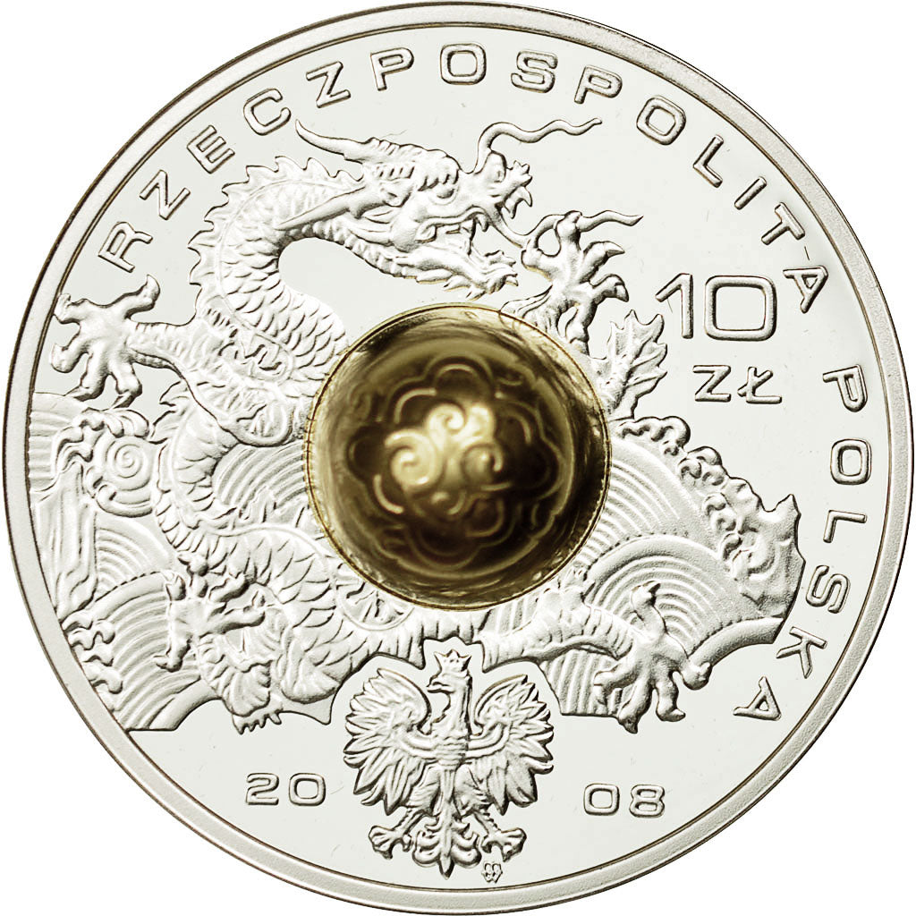 Coin, Poland, 10 Zlotych, 2008, MS(63), Silver, KM:645