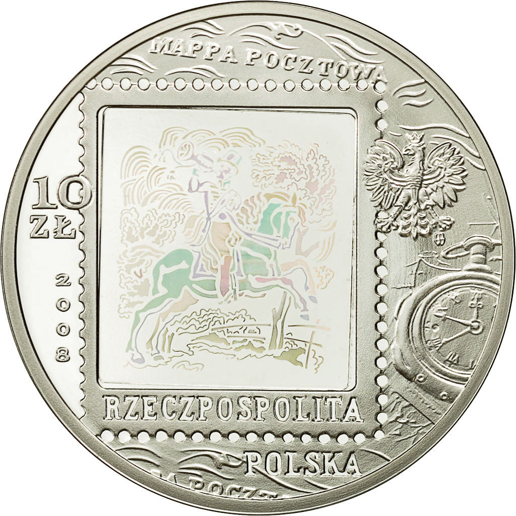 Coin, Poland, 10 Zlotych, 2008, MS(63), Silver, KM:655