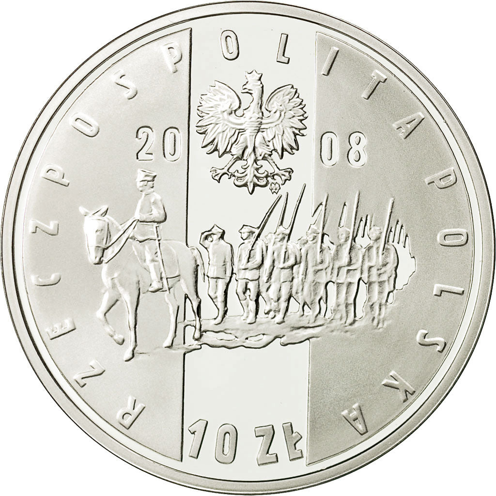Coin, Poland, 10 Zlotych, 2008, MS(63), Silver, KM:661