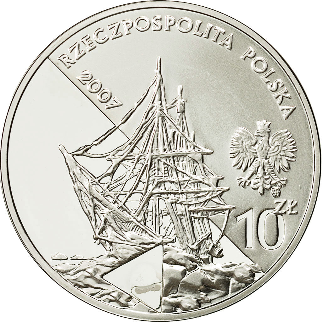 Coin, Poland, 10 Zlotych, 2007, Warsaw, MS(60-62), Silver, KM:601