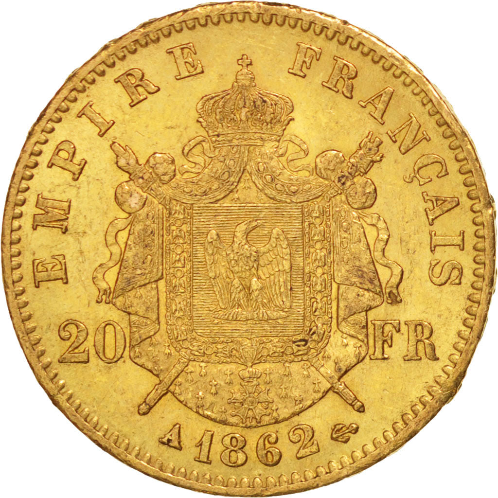 France, Napoléon III, 20 Francs, 1862, Paris, Or, Grand A, KM:801.1