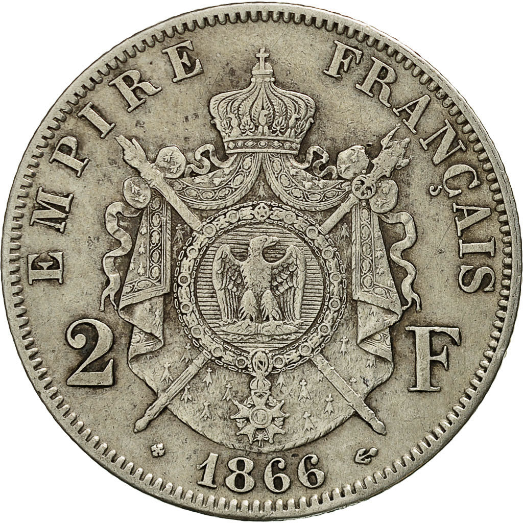 Coin, France, Napoleon III, Napoléon III, 2 Francs, 1866, Strasbourg