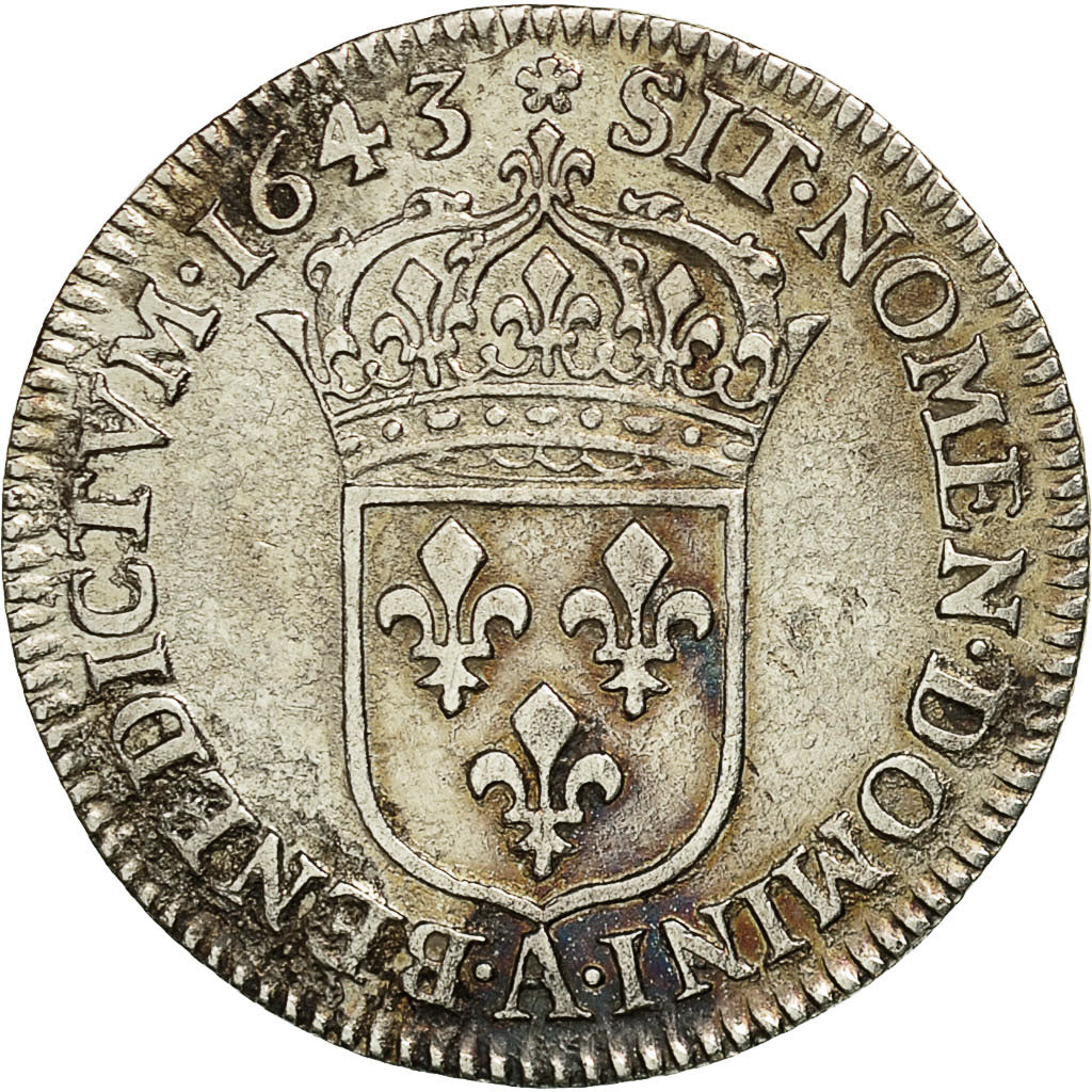 Monnaie, France, Louis XIII, 1/12 Écu, 2e poinçon de Warin, buste drapé et