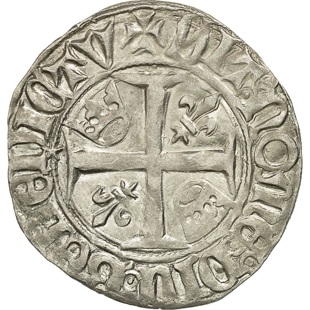 Coin, France, Charles VI, Charles VI, Blanc Guénar, Undated, Rouen, AU(50-53)