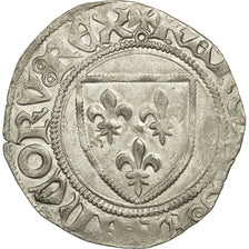 Moneta, Francia, Charles VI, Charles VI, Blanc Guénar, MB+, Biglione